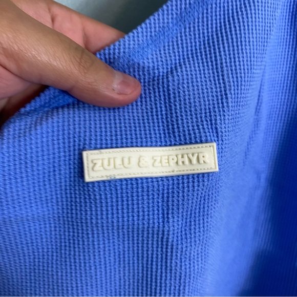 Zulu & Zephyr Waffle Bodysuit One Shoulder Swim Bikini Size 12 Ocean Blue - Picture 5 of 8